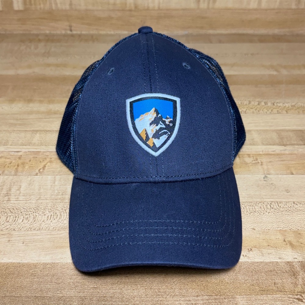 KUHL Navy Blue Mountain Shield Logo Mesh Back Trucker Hat Snapback Cap